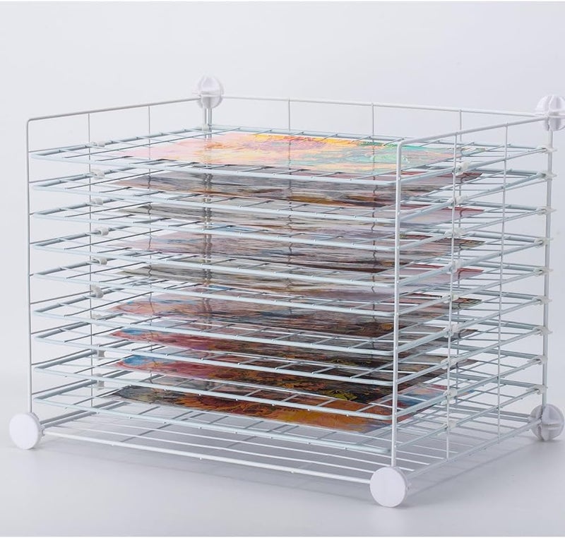 FDSDEFEN Art Drying Rack Removable Shelves ，Wall Art Drying Rack，Art Organizer for Kids, Art Studio and Tabletop Storage, Craft Room and Desktop (10 Shelves) - Image 1